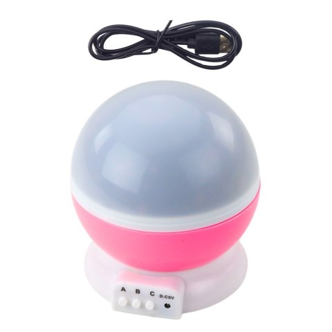 Projektor Gwiazd Obrotowy 360° LED Lampka Nocna Różowy Projektor Gwiazd Obrotowy 360° LED Lampka Nocna Różowy