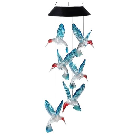 Lampki Solarne Ogrodowe LED Dzwonki Kolibry Niebieskie 70cm Lampki Solarne Ogrodowe LED Dzwonki Kolibry Niebieskie 70cm