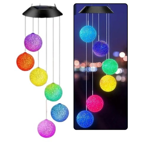 Lampki Solarne Ogrodowe LED Dzwonki Kule Kolorowe 70cm Lampki Solarne Ogrodowe LED Dzwonki Kule Kolorowe 70cm