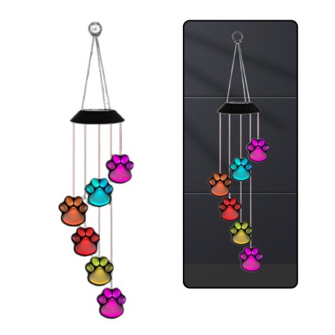 Lampki Solarne Ogrodowe LED Dzwonki Psie Łapy Kolorowe 70cm Lampki Solarne Ogrodowe LED Dzwonki Psie Łapy Kolorowe 70cm