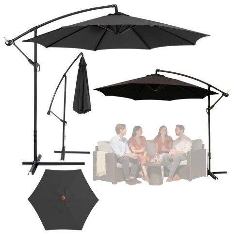 Parasol Ogrodowy Boczny Z Regulacją Pochyłu Pokrowiec 350 x 250cm Antracyt Parasol Ogrodowy Boczny Z Regulacją Pochyłu Pokrowiec 350 x 250cm Antracyt