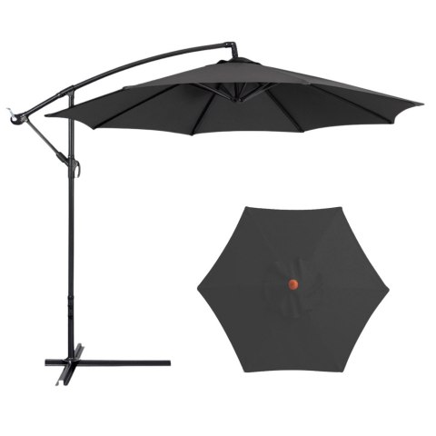 Parasol Ogrodowy Boczny Z Regulacją Pochyłu Pokrowiec 350 x 250cm Antracyt Parasol Ogrodowy Boczny Z Regulacją Pochyłu Pokrowiec 350 x 250cm Antracyt