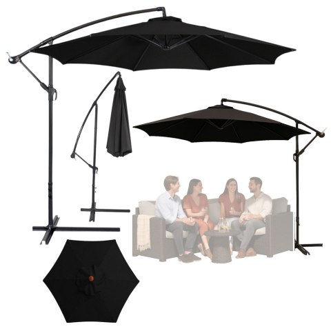 Parasol Ogrodowy Boczny Z Regulacją Pochyłu Pokrowiec 350 x 250cm Czarny Parasol Ogrodowy Boczny Z Regulacją Pochyłu Pokrowiec 350 x 250cm Czarny