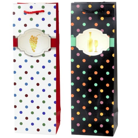 Torba Prezentowa Na Wino Butelkę W Kropki 35 x 12 x 9 cm Torba Prezentowa Na Wino Butelkę W Kropki 35 x 12 x 9 cm