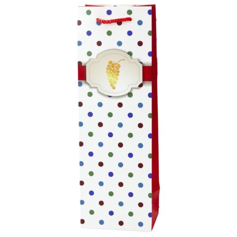 Torba Prezentowa Na Wino Butelkę W Kropki 35 x 12 x 9 cm Torba Prezentowa Na Wino Butelkę W Kropki 35 x 12 x 9 cm