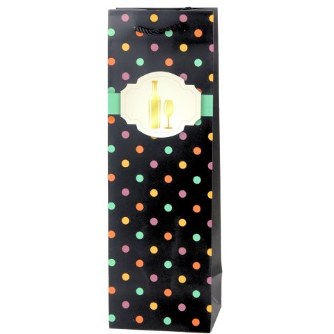 Torba Prezentowa Na Wino Butelkę W Kropki 35 x 12 x 9 cm Torba Prezentowa Na Wino Butelkę W Kropki 35 x 12 x 9 cm