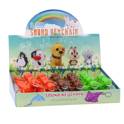 Brelok Do Kluczy Plecaka Dinozaur Latarka LED Dźwięki Mix Kolor Brelok Do Kluczy Plecaka Dinozaur Latarka LED Dźwięki Mix Kolor