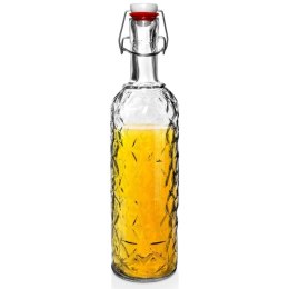 Butelka szklana zdobiona na alkohol wino nalewkę likier syrop sok z korkiem klipsem 1,1 l